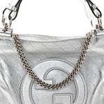 Sakai Be Green Calfskin Diagonal Stitched Small Blondie Tote Silver