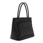 Caviar Quilted Medallion Tote Black