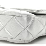 Metallic Lambskin Lacquered Quilted Small Flap Silver