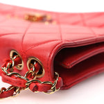 Lambskin Quilted Large Golden Class Flap Red