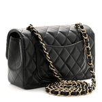 Lambskin Quilted Mini Rectangular Flap Black
