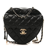Lambskin Quilted CC In Love Heart Bag Black