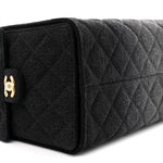 Washed Denim Quilted Medium Chanel 25 Handbag Black
