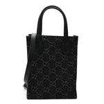 Denim Cuoio Harness GG Monogram Mini Ophidia Tote Bag Black Medium Grey