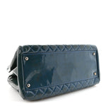 Patent Quilted Large Just Mademoiselle Bowling Bag Dark Blue
