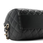 Caviar Quilted Barrel Clutch With Chain Black