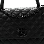 Caviar Quilted Small Coco Handle Flap So Black