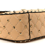 Nappa Medium Rockstud Spike Shoulder Bag Soft Noisette