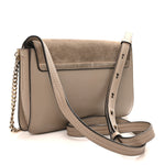 Suede Calfskin Small Faye Shoulder Bag Motty Grey