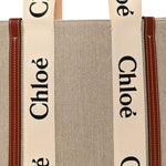 Cotton Calfskin Large Woody Ribbon Tote White Brown