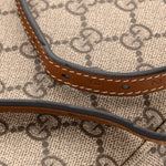 GG Supreme Monogram Textured Calfskin Small Emblem Shoulder Bag Beige Dark Brown