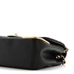 Calfskin Chevron Quilted Mini Rock The Corner Flap Black