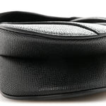 Grained Calfskin Mini Saddle Bag With Strap Black