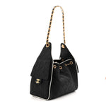 Braided Raffia Calfskin Small Chanel 25 Handbag Black White
