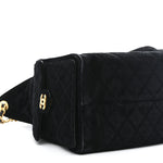 Suede Quilted Medium Chanel 25 Handbag Black