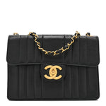 Caviar Vertical Quilted Jumbo Single Flap Black