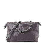 Sequin Medium Donut Chain Flamenco Knot Clutch Grey