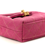 Denim Quilted Mini Nano Kelly Shopper Fuchsia