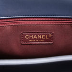 Lambskin Stitched Medium Around The Corner Shopping Tote Deep Marine