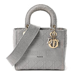 Canvas Embroidered Cannage Medium Lady D-Lite Gray