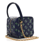 Lambskin Embossed Monogram Square Bag Blue Green