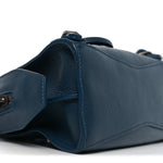 Grained Calfskin Neo Classic Silver Hardware Mini City Petrol Blue