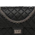 Aged Calfskin Quilted 2.55 Reissue 225 Flap  Black