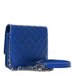 Lambskin Quilted Square Wallet On Chain WOC Blue