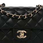 Lambskin Quilted Mini Rectangular Flap Black