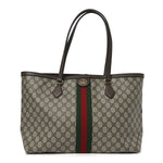 GG Supreme Monogram Medium Ophidia Shopping Tote Brown