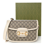 GG Supreme Monogram Horsebit 1955 Shoulder Bag Beige Mystic White