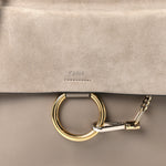 Calfskin Suede Medium Faye Shoulder Bag Motty Grey