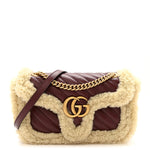 Azalea Calfskin Wool Matelasse Diagonal Small GG Marmont Shoulder Bag Sand Desert