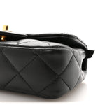 Lambskin Resin Quilted Top Handle Flap Black