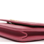 Caviar Quilted Textured CC Wallet On Chain WOC Pink