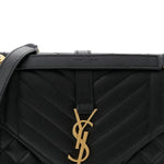 Grain De Poudre Textured Mixed Matelasse Triquilt Medium Monogram Satchel Black