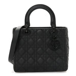 Ultra Matte Calfskin Cannage Medium Lady Dior Black