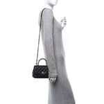 Goatskin Quilted Rainbow Extra Mini Coco Handle Flap Black