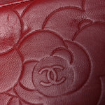 Lambskin Camellia Embossed Wallet on Chain WOC Red