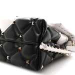 Nappa Medium Candystud Top Handle Bag White Black