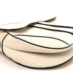 Grained Calfskin Saddle Bag White