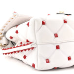 Lambskin Be My VLTN Print Candystud Top Handle Bag White Red Black