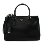Saffiano Small Galleria Double Zip Tote Black