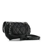 Calfskin Quilted CC Uniform Flap Belt Bag Black