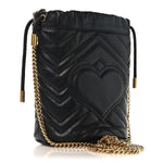 Calfskin Matelasse Mini GG Marmont 2.0 Bucket Bag Black