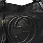 Pebbled Calfskin Medium Soho Chain Shoulder Bag Black