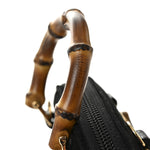 Suede Mini Bamboo Handle Bag Black