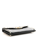 Pebbled Calfskin Rockstud Flip Lock Shoulder Bag Black