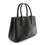 Saffiano Small Galleria Double Zip Tote Black