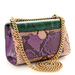 Snakeskin Small Padlock Shoulder Bag Green Pink Purple